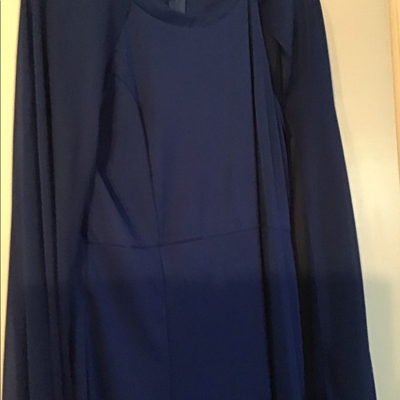 NWOT bright blue dress with attached cape - Picture 2 of 5